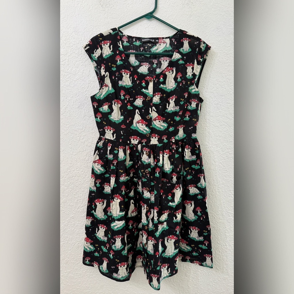 Dangerfield Cat Toadscool Mushroom Printed Dress - 10